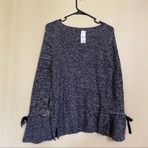 Loft Black Marled Bell Sleeve Sweater